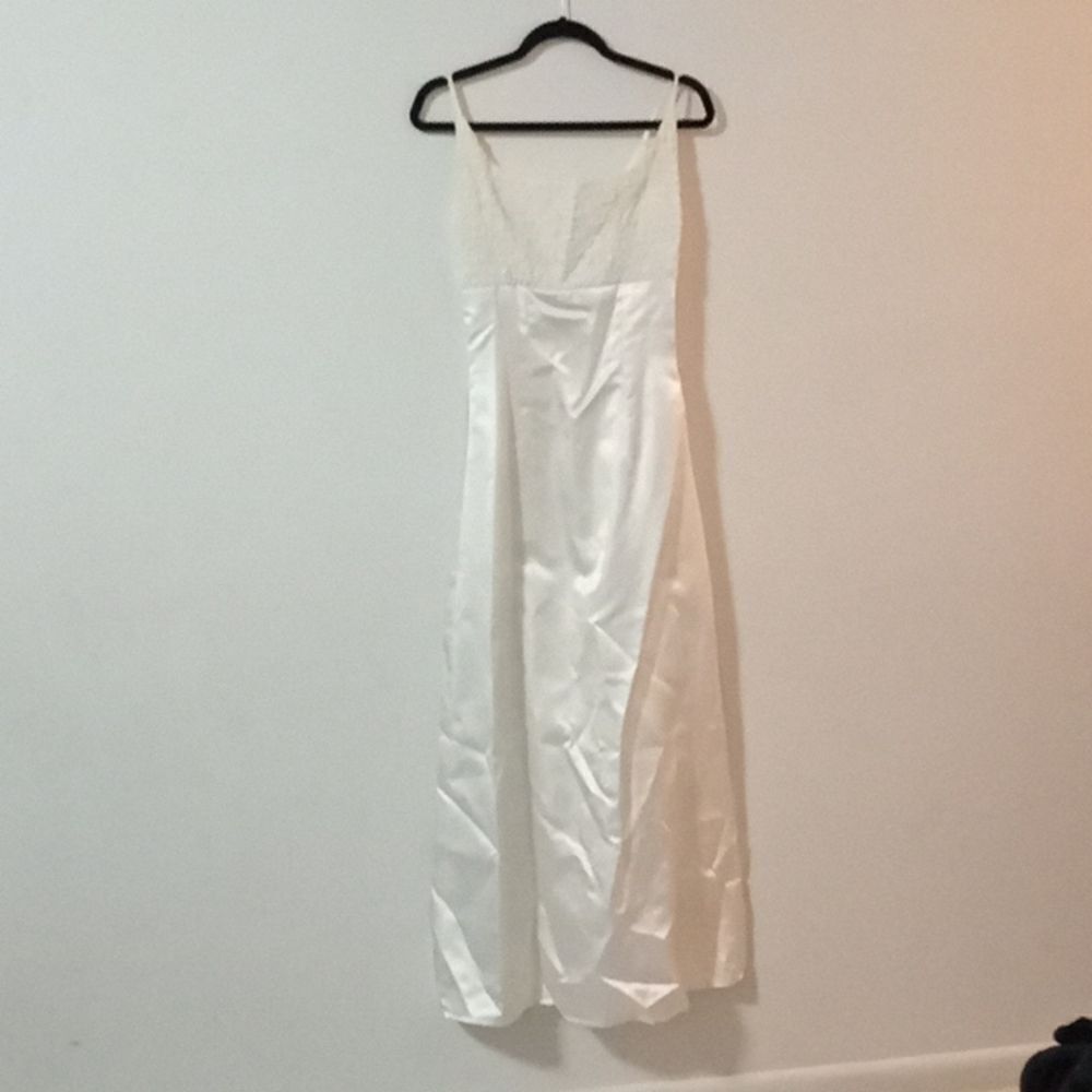 Vintage Handmade spaghetti strap white satin floral lace sweet 16 dress